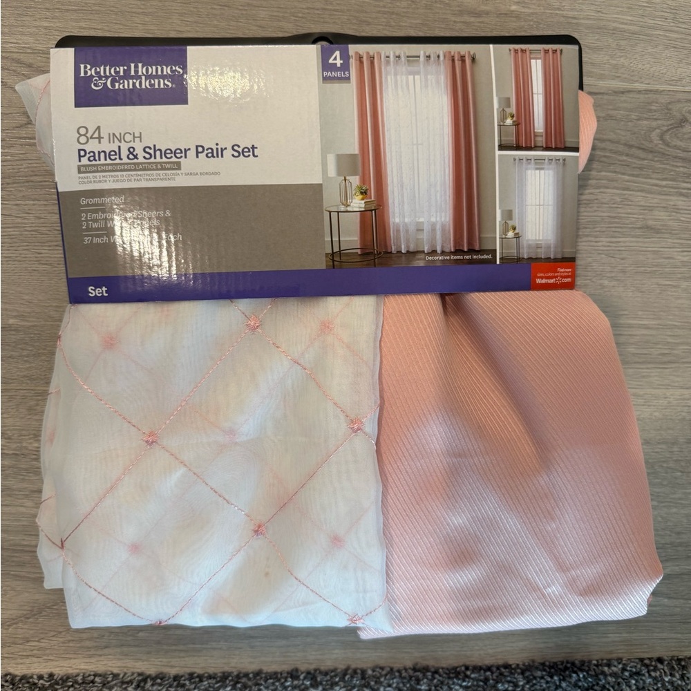 Better Homes 84 in/ Panel & Sheer Pair Set (4pieces) BRAND NEW